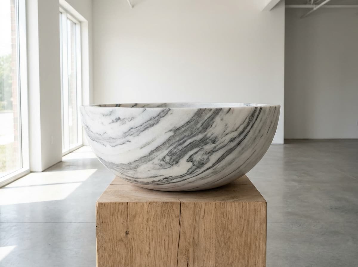 Empty marble urli as a standalone sculptural piece