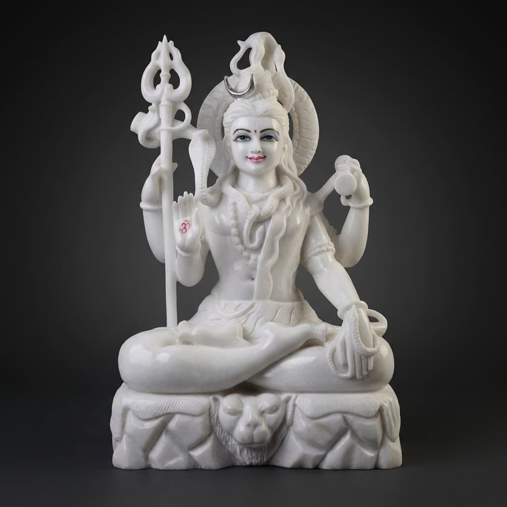 Exquisite Hand-Carved Lord Shiva Meditating Stone Sculpture - hero-light