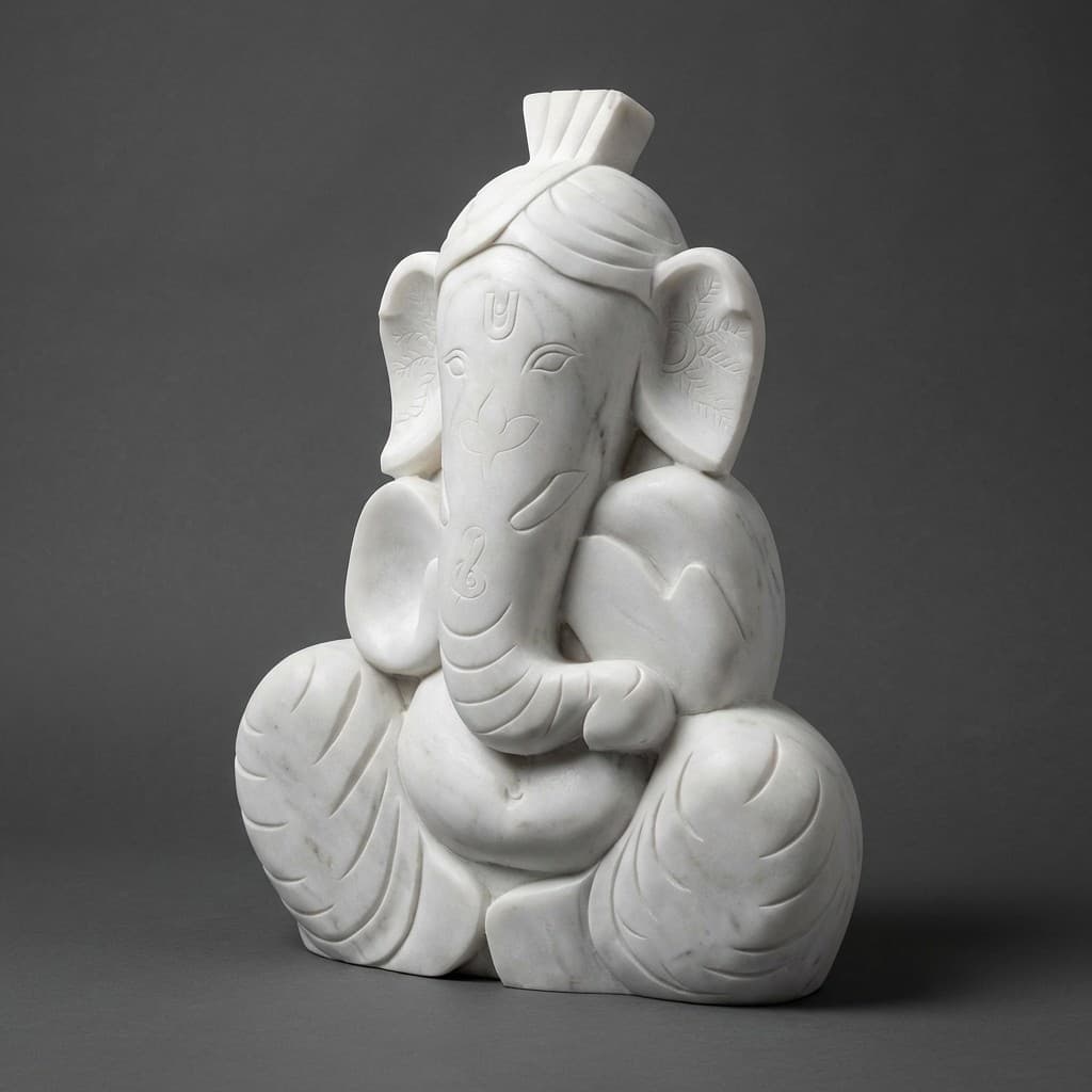 Hand-Carved Modern Ganesha Stone Sculpture