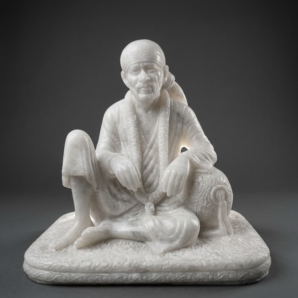 Hand-Carved Shirdi Sai Baba Artisan Statue for Home and Temple