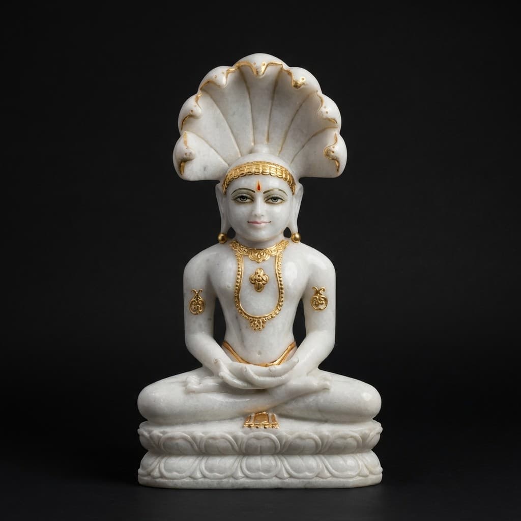 Hand-Carved Bhagwan Parshwanath Stone Sculpture for Temple