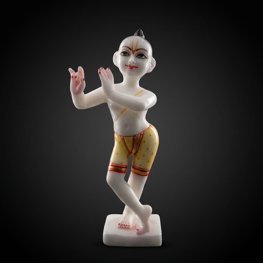 Exquisite Hand-Carved Bal Gopal Krishna Stone Statue