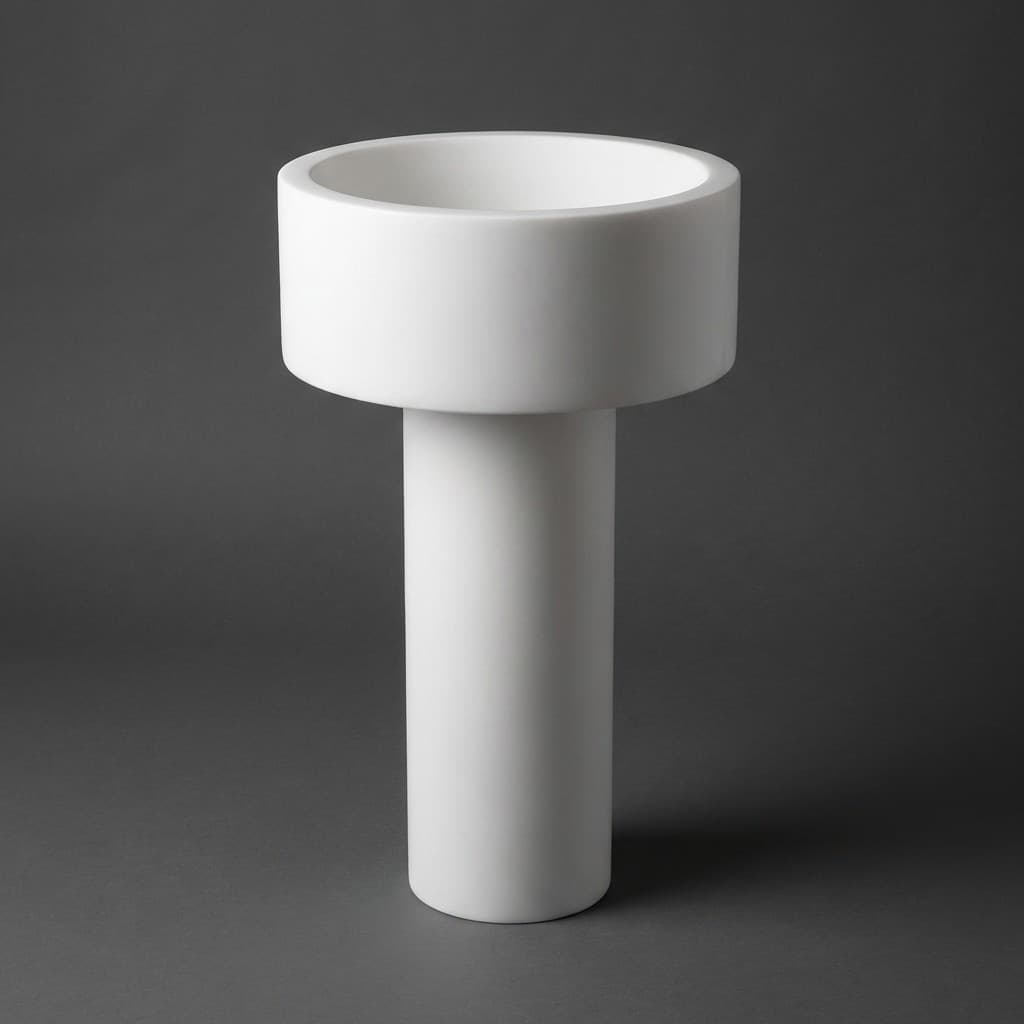 Artisan Hand-Carved Cylindrical Stone Pedestal Sink