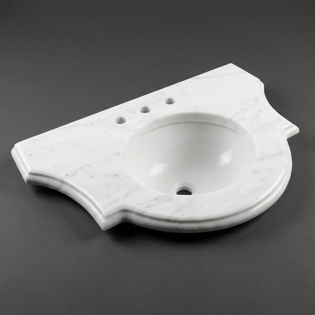 Artisan Hand-Carved Crescent Moon Sculpted Bathroom Vanity Top - hero-light