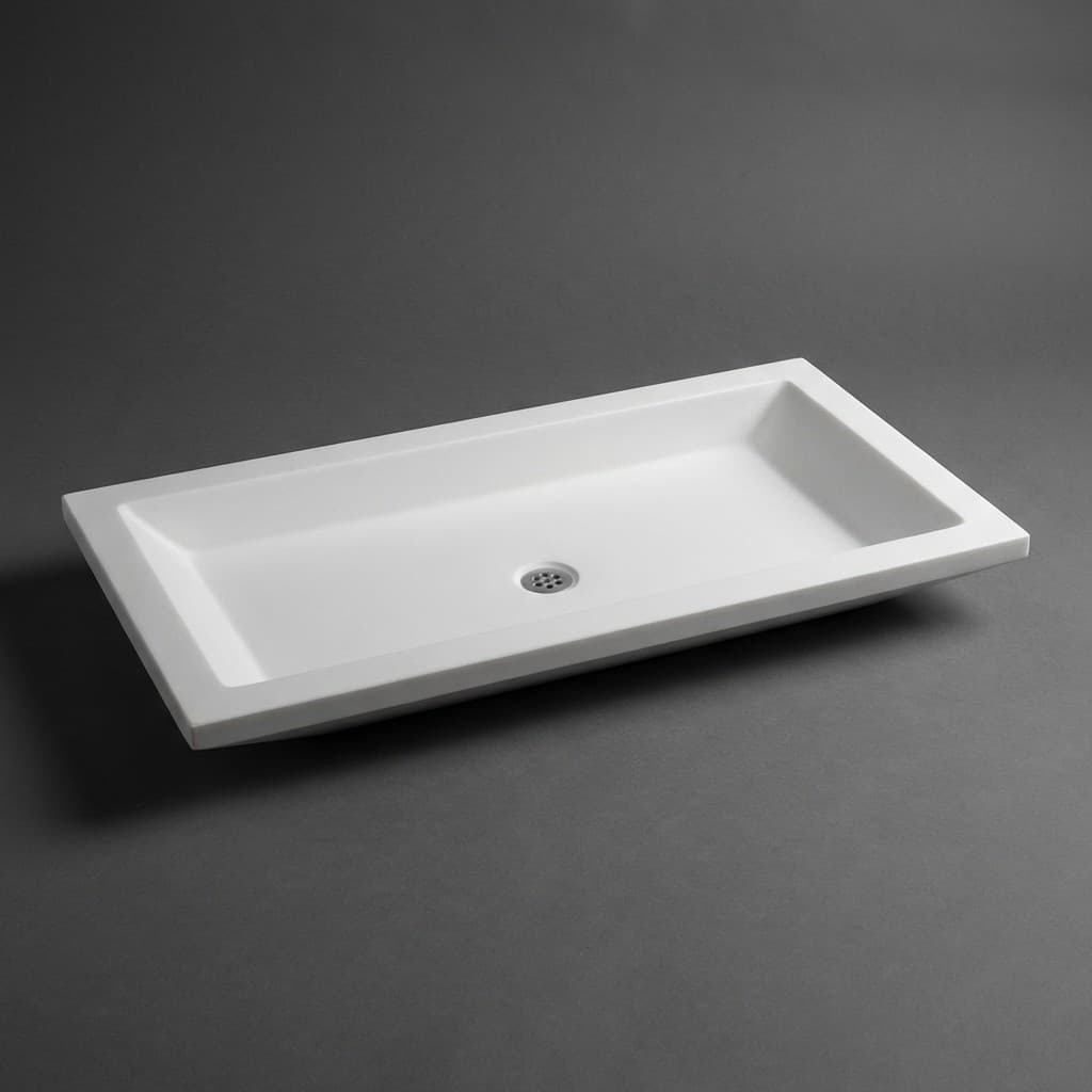 Hand-Carved Rectangular Artisan Stone Vessel Sink