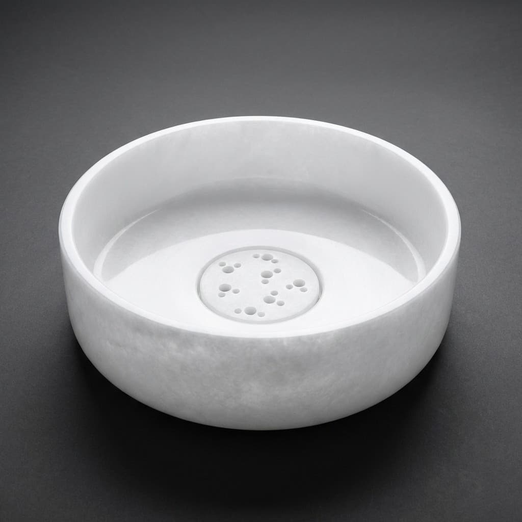 Artisan Hand-Carved Round Stone Vessel Sink with Matching Drain Cover - hero-light