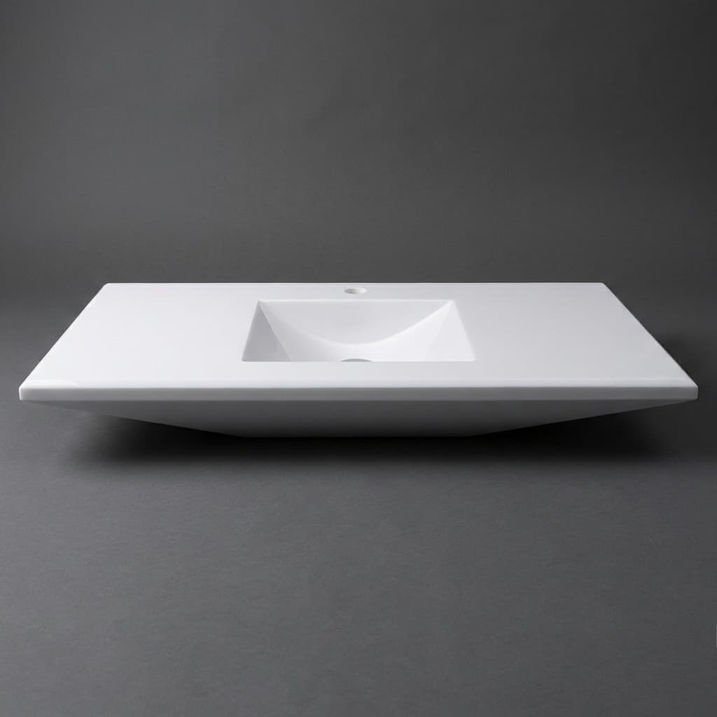 Handcrafted Modern Minimalist Tapered Stone Console Sink