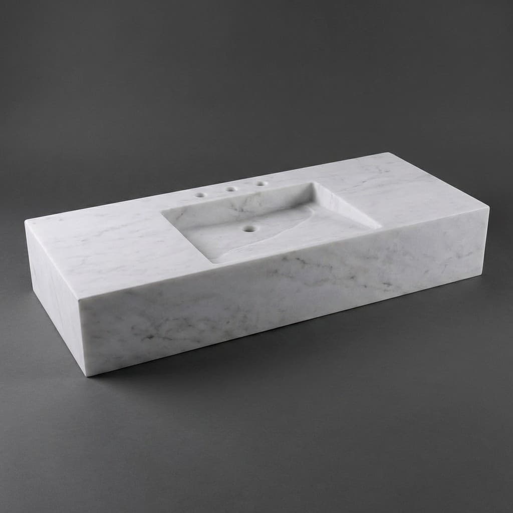 Luxurious Handcrafted Stone Integrated Vanity Basin - hero-light