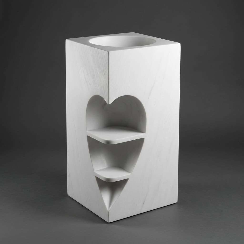 Modern Hand-Carved Sculptural Stone Pedestal Washbasin