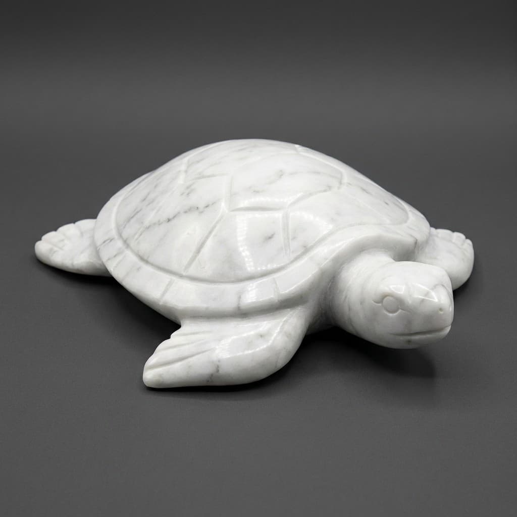 Exquisite Hand-Carved Artisan Stone Tortoise Sculpture