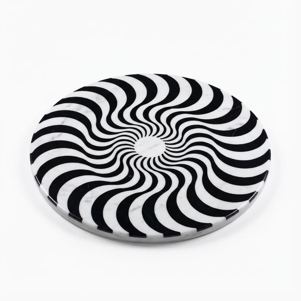 Handcrafted Artisan Optical Illusion Stone Coffee Tabletop
