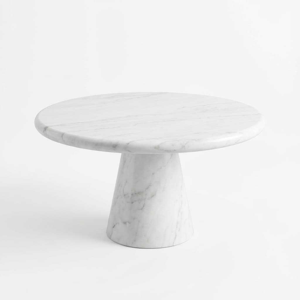 Artisan Hand-Carved Minimalist Pedestal Stone Coffee Table