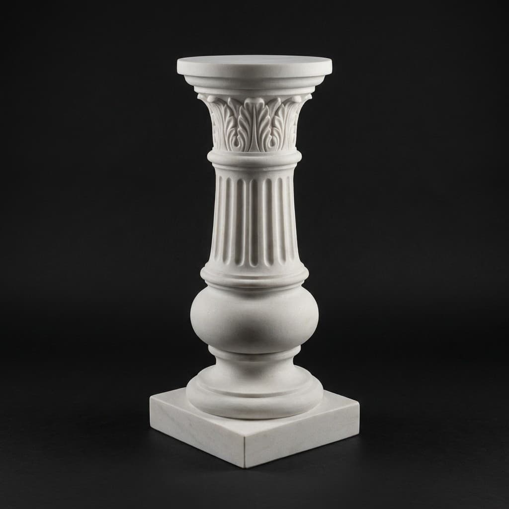 Exquisite Hand-Carved Baluster Stone Pedestal Sundial Base