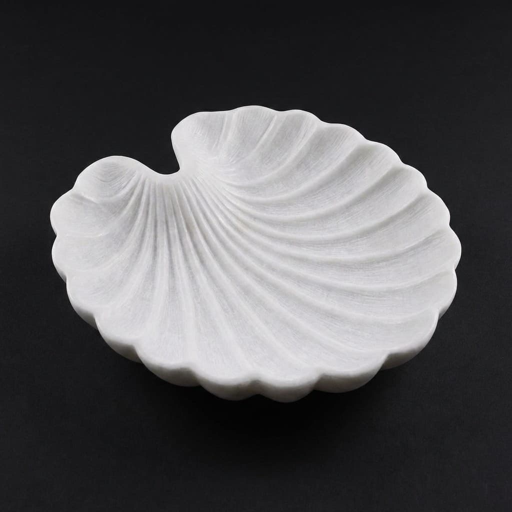 Artisan Hand-Carved Oceanic Shell Decorative Stone Urli Bowl