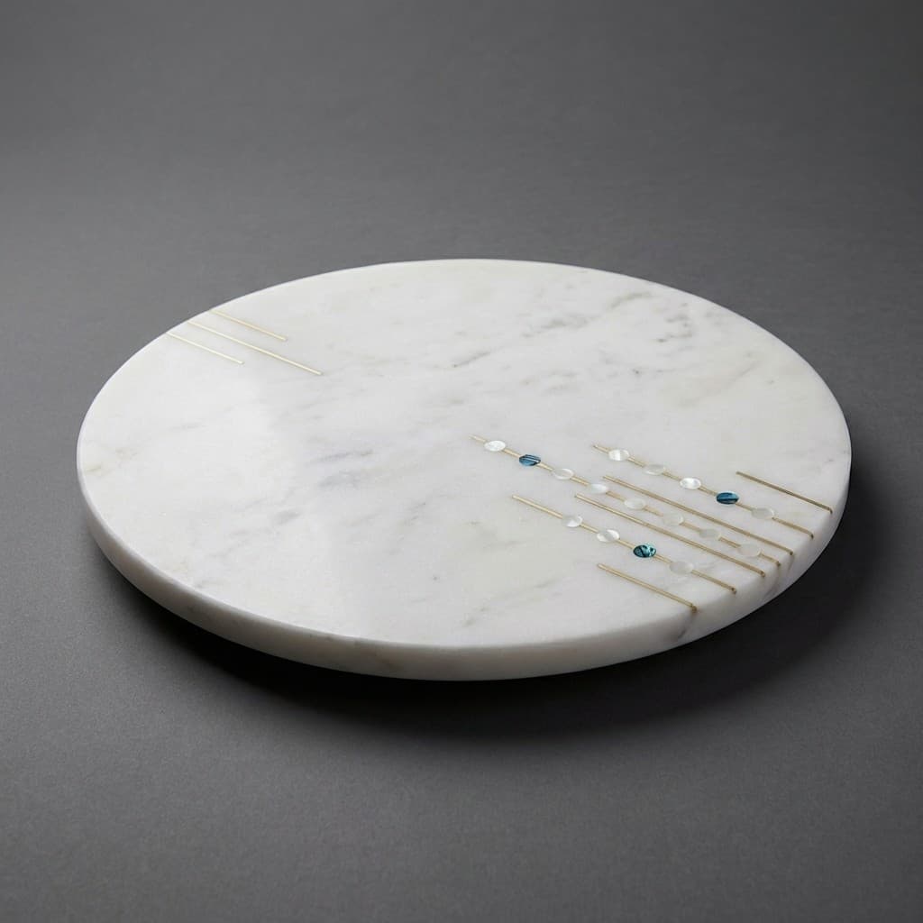 Artisan Hand-Carved Stone Rotating Lazy Susan Platter