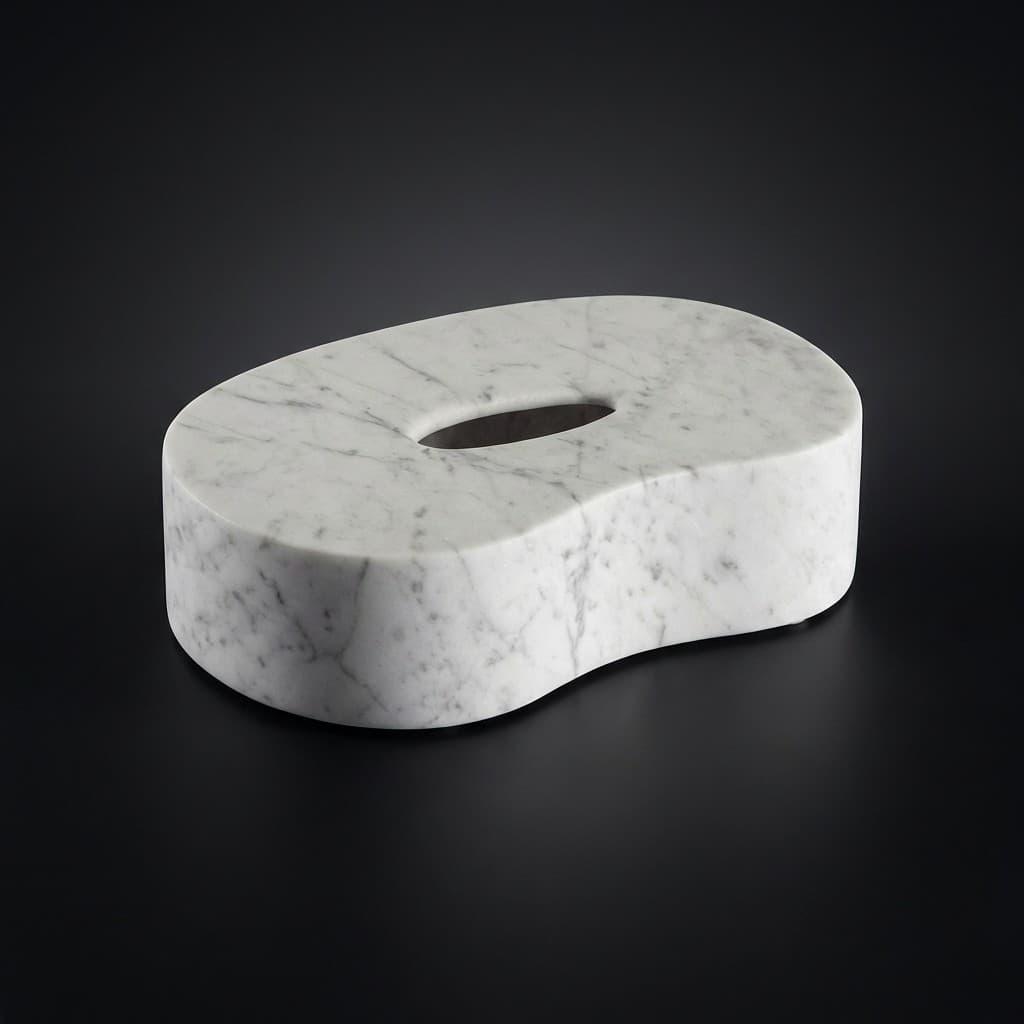 Exquisite Hand-Carved Sinuous Stone Tissue Box Cover