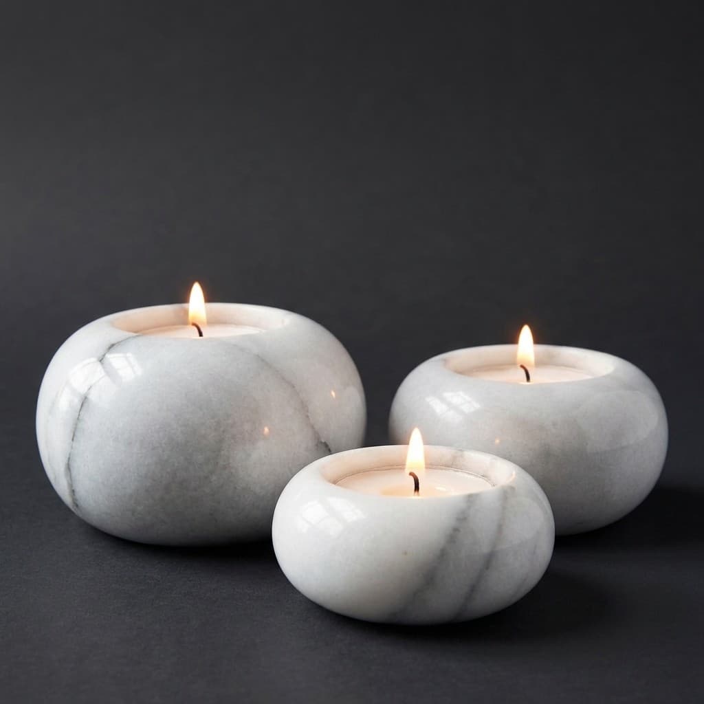 Exquisite Artisan Hand-Carved Stone Tea Light Holder