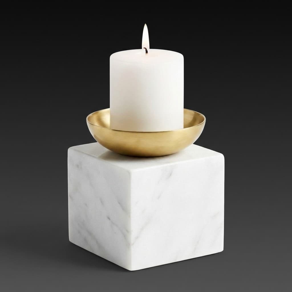 Artisan Modern Geometric Stone Candle Holder