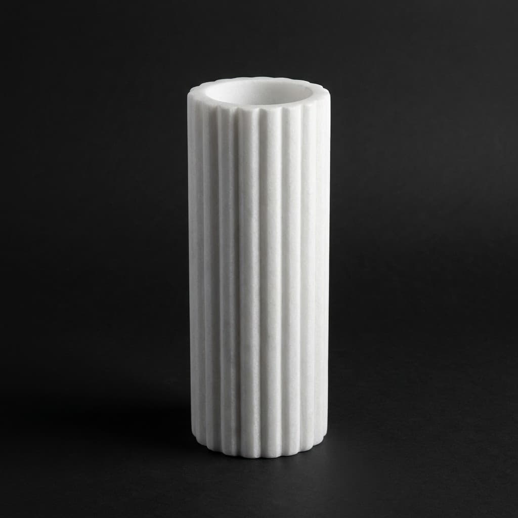 Exquisite Hand-Carved Fluted Stone Vase for Modern Decor