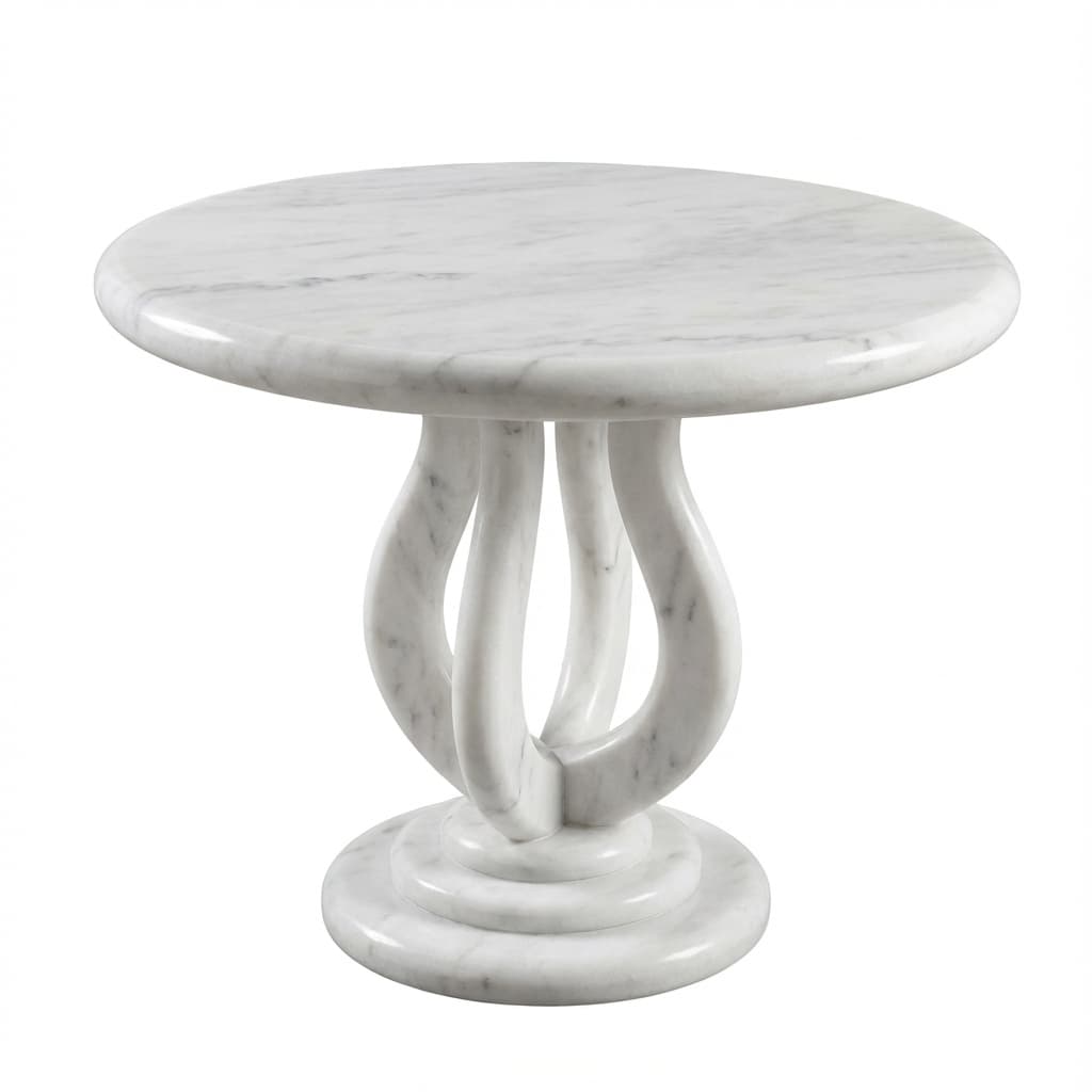 Exquisite Handcrafted Stone Side Table with Sculptural Pedestal