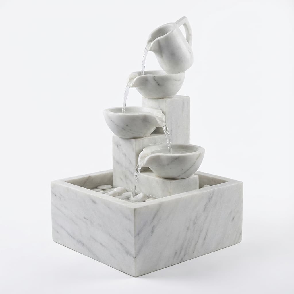 Modern Hand-Carved 4-Tier Cascading Stone Fountain