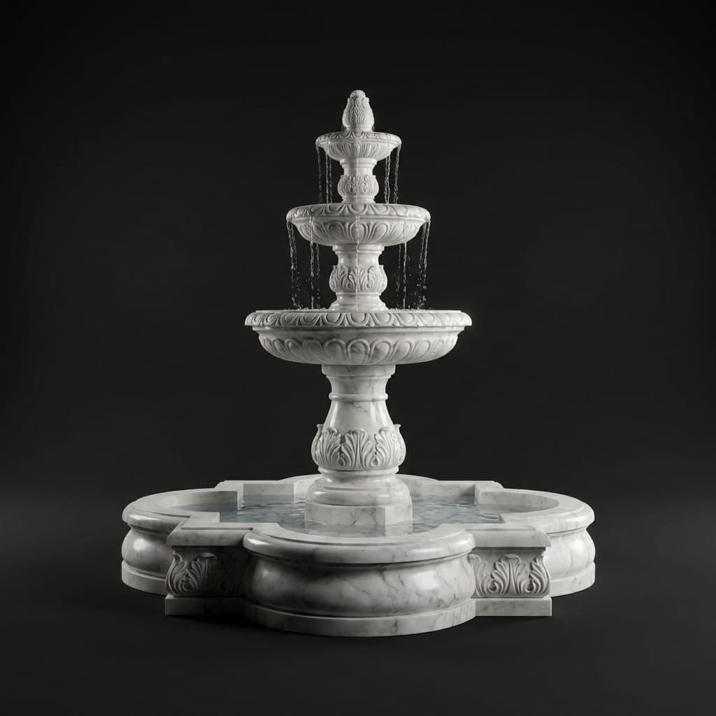 Exquisite Hand-Carved Grand Tiered Stone Fountain for Outdoor Luxury